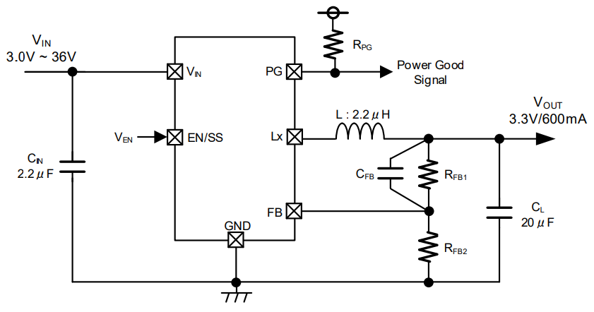 Application Circuit Diagram - Torex Semiconductor XC9704/XC9705 DC/DC Converters